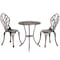 Gardenised Indoor and Outdoor Bronze Dinning Set 2 Chairs with 1 Table Bistro Patio Cast Aluminum. QI003961.BZ - alternate 2